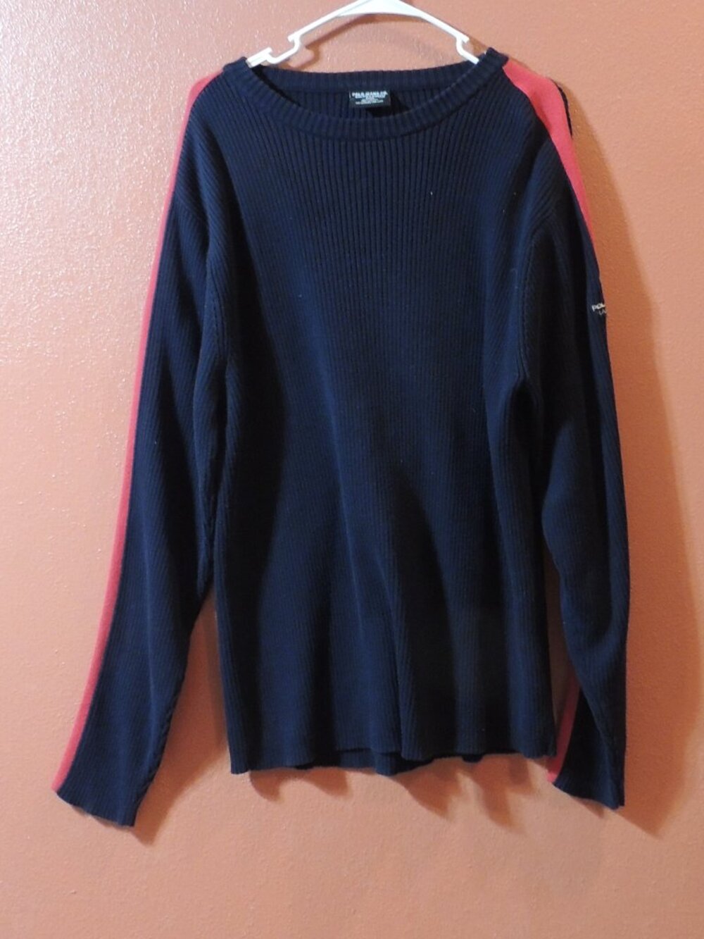 POLO Ralph Lauren Sweater Men XX Large Blue Red American Flag Outdoor Sweater